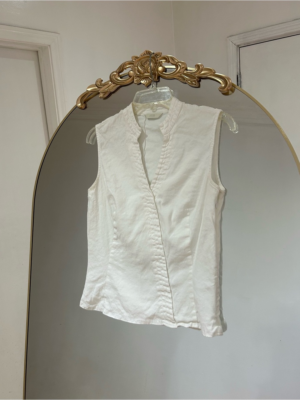 Marks & Spencer Linen White Sleeveless Top, Size UK 14 US 10